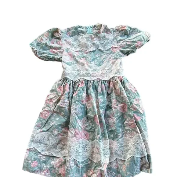 Rare Editions | Dresses | Vintage Rare Editions Girls Floral Cotton Dress  Lace Trim Size 6x Usa Made | Poshmark
